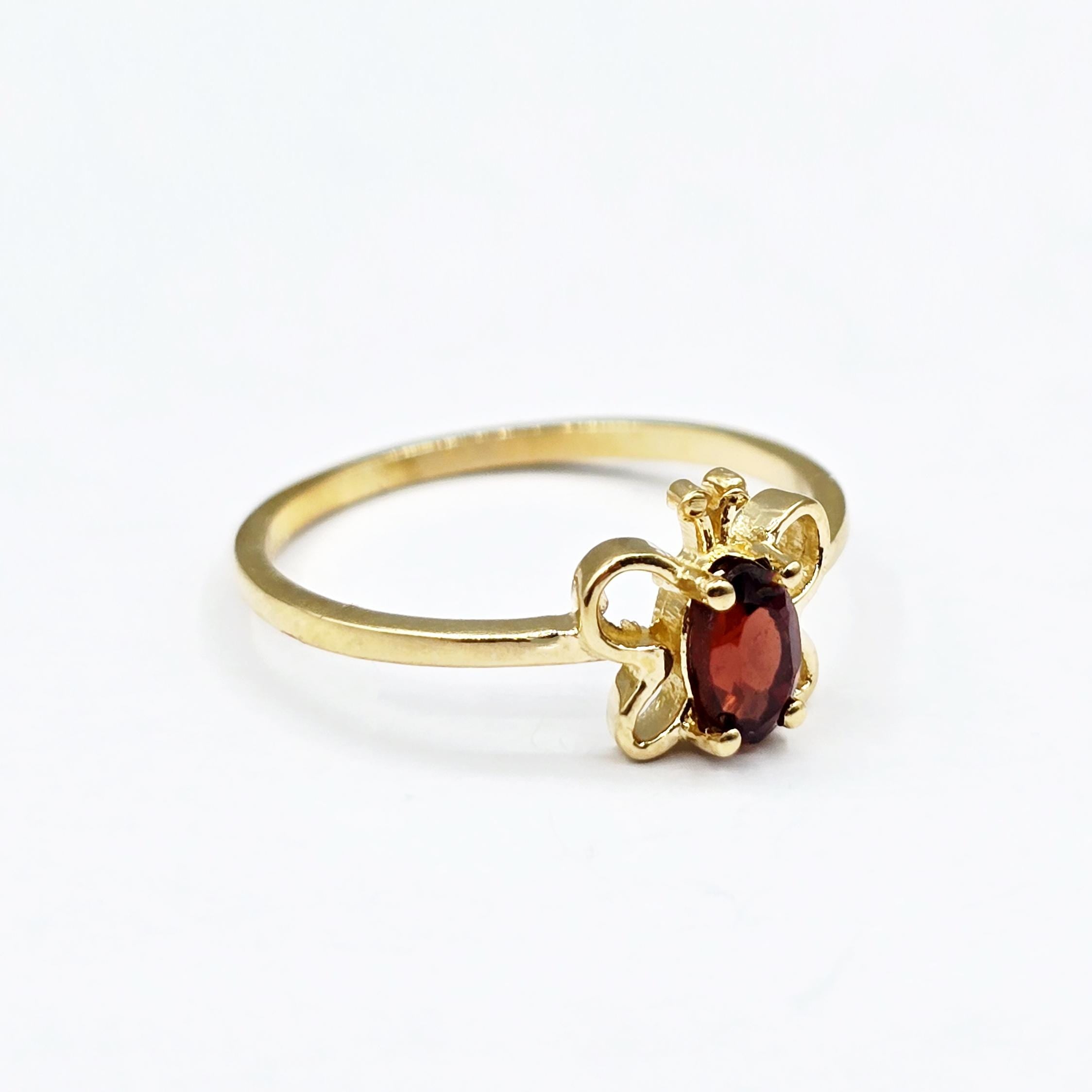10K Gold Butterfly Baby Ring, Genuine Gemstone 6x4mm, Keepsake Gift