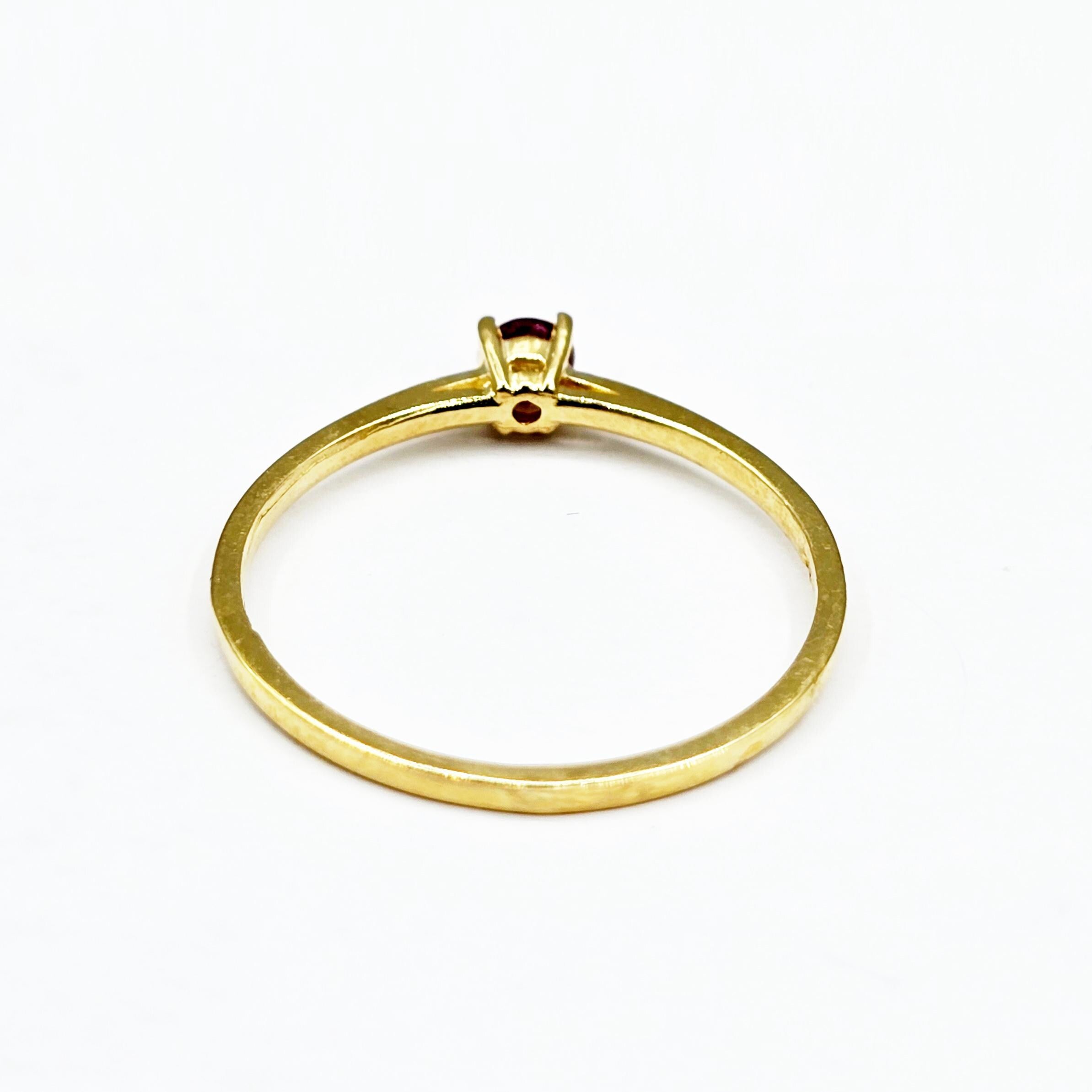 10K Gold Solitaire Ring: 3mm Genuine Gemstone Birthstone