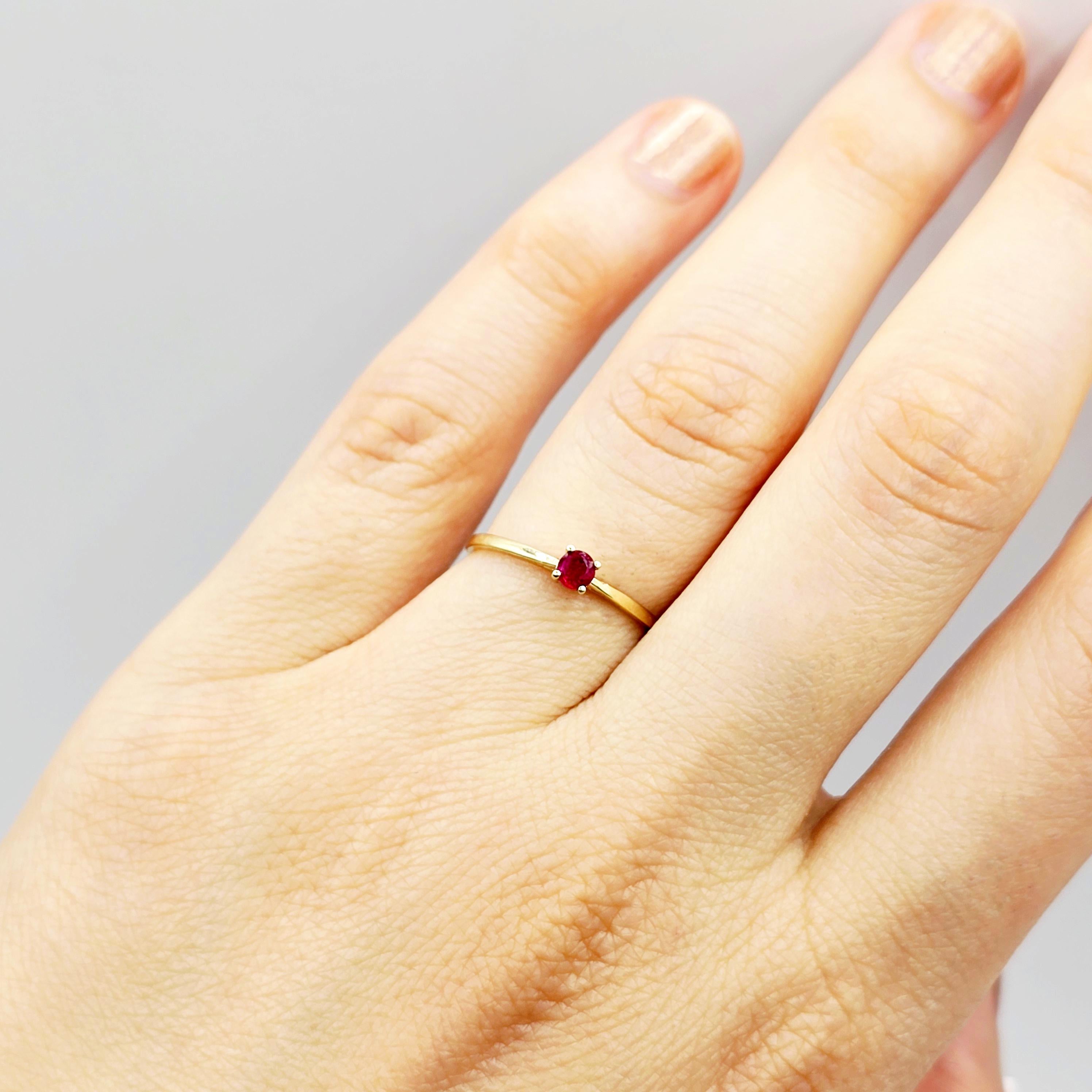 10K Gold Solitaire Ring: 3mm Genuine Gemstone Birthstone