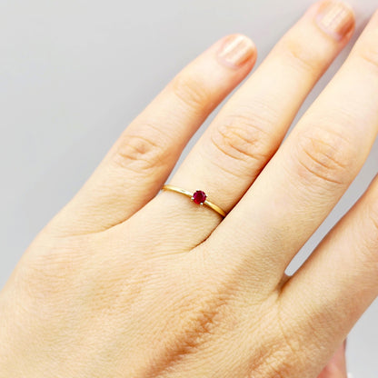 10K Gold Solitaire Ring: 3mm Genuine Gemstone Birthstone