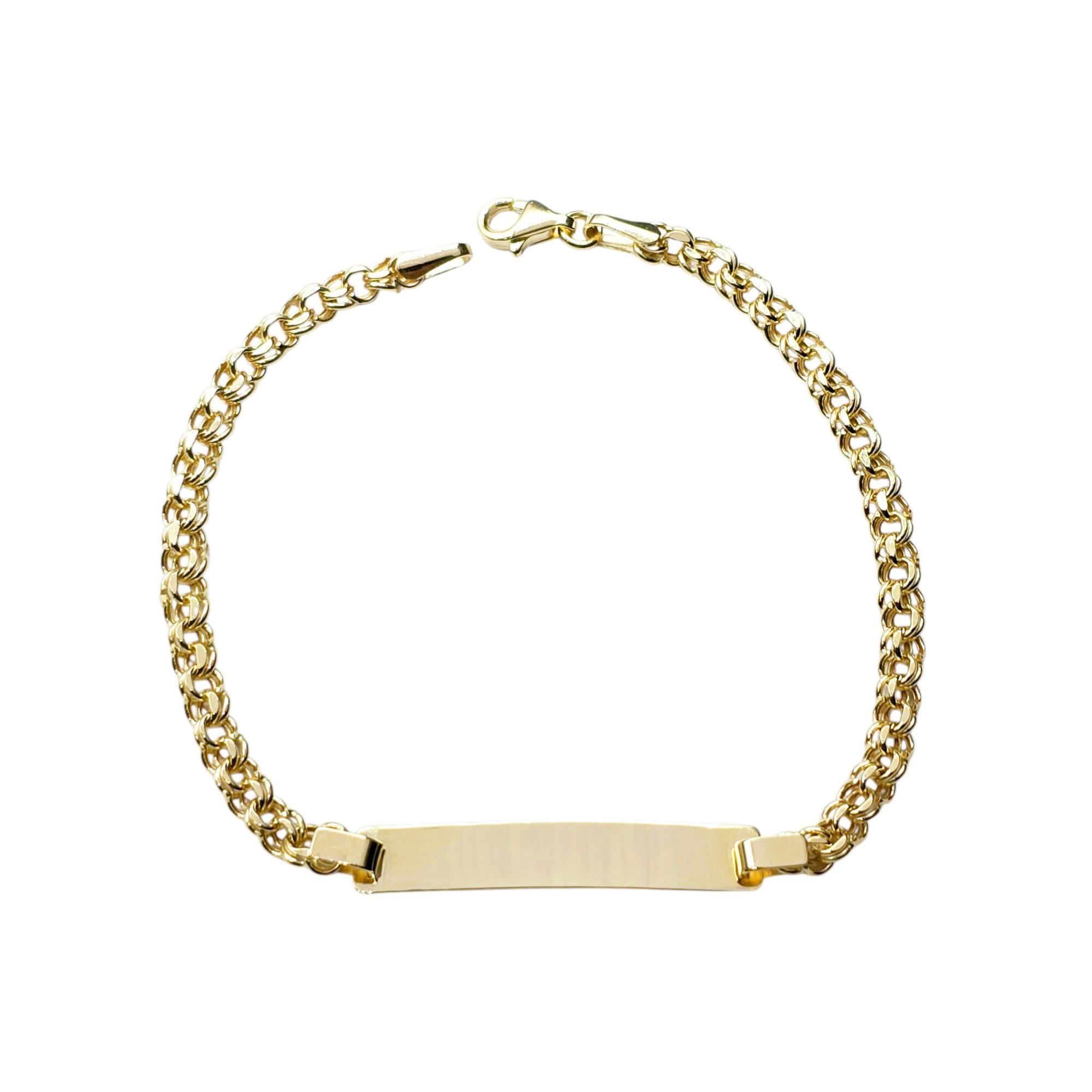 10K Yellow Gold Engravable ID Bracelet, Personalized Name Bar, 7 inch