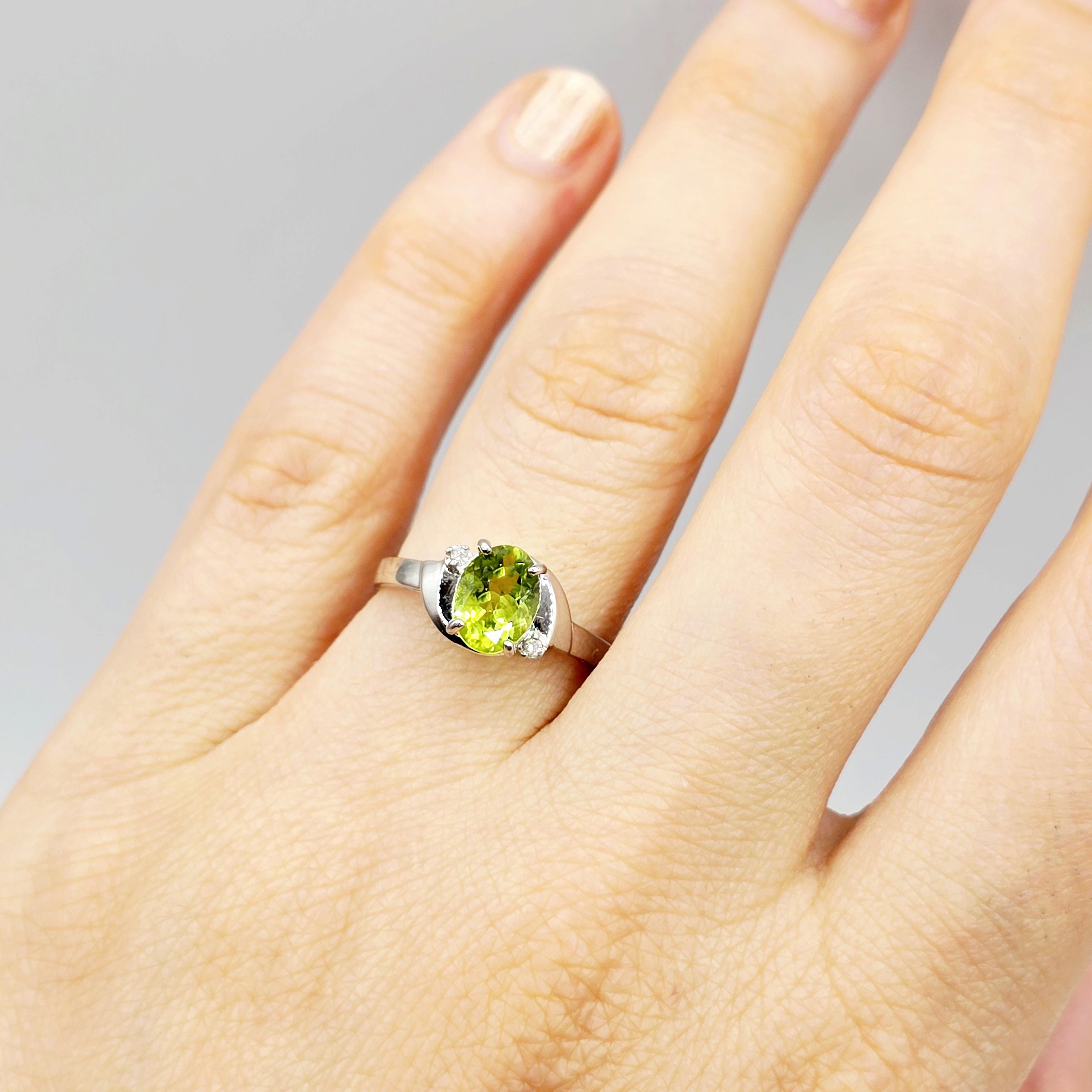 10K Gold Aquamarine Ring with Diamonds, 8x6mm Genuine Gemstone, Birthday Gift for Women