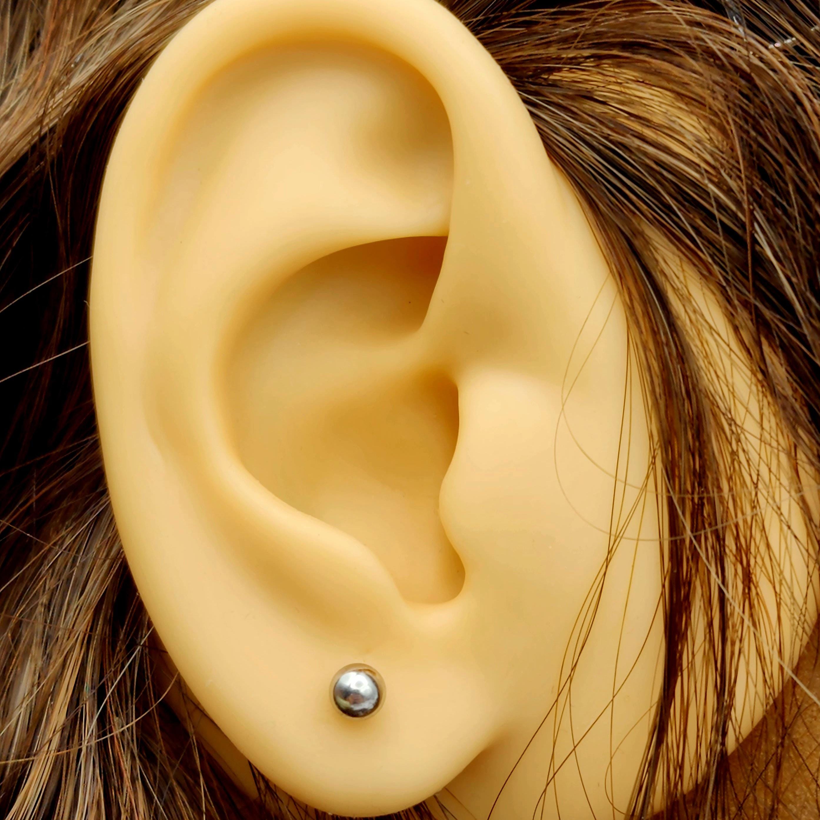 14K Gold Ball Stud Earrings: White & Yellow Gold, 4mm