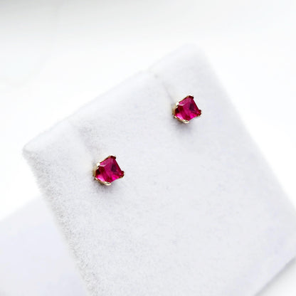 14K White Gold Ruby 3x3mm Stud Earrings: July Birthstone Jewelry