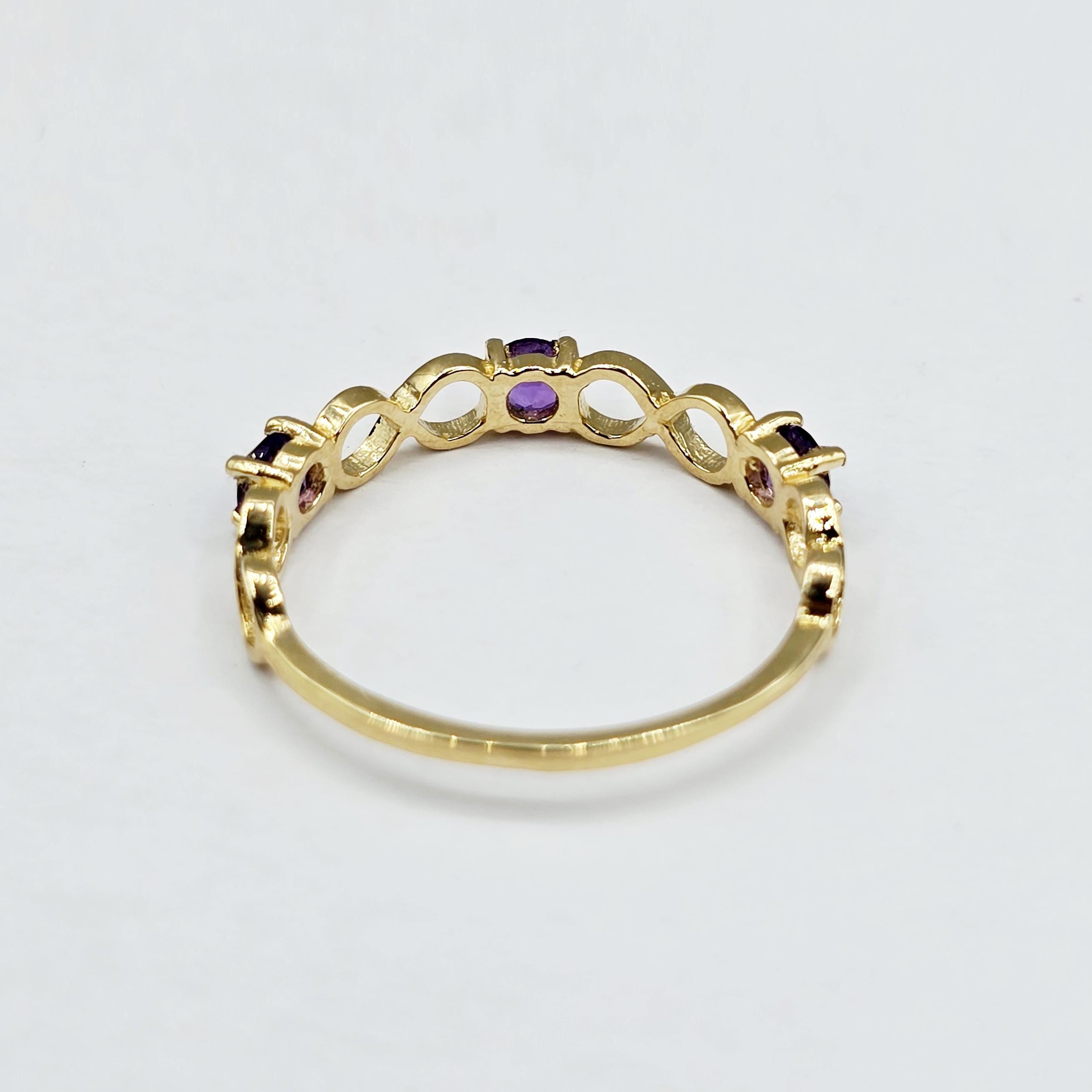 10K Gold Eternity Ring with 3 Gemstones, Birthstone Ring