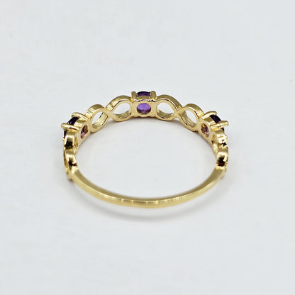10K Gold Eternity Ring with 3 Gemstones, Birthstone Ring