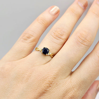 10K Yellow Gold Emerald Ring with Diamonds, Fine Jewelry