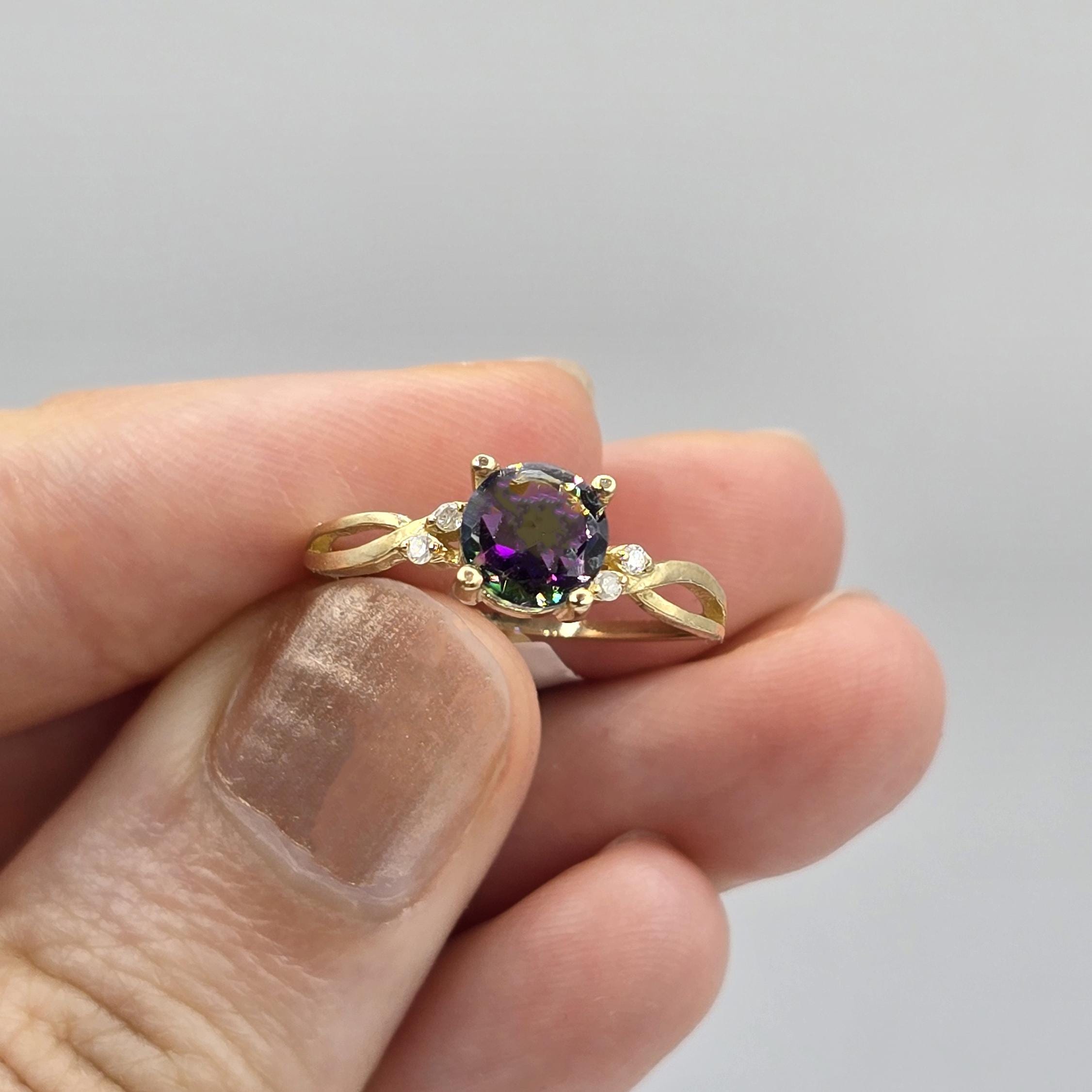 10K Yellow Gold Emerald Ring with Diamonds, Fine Jewelry