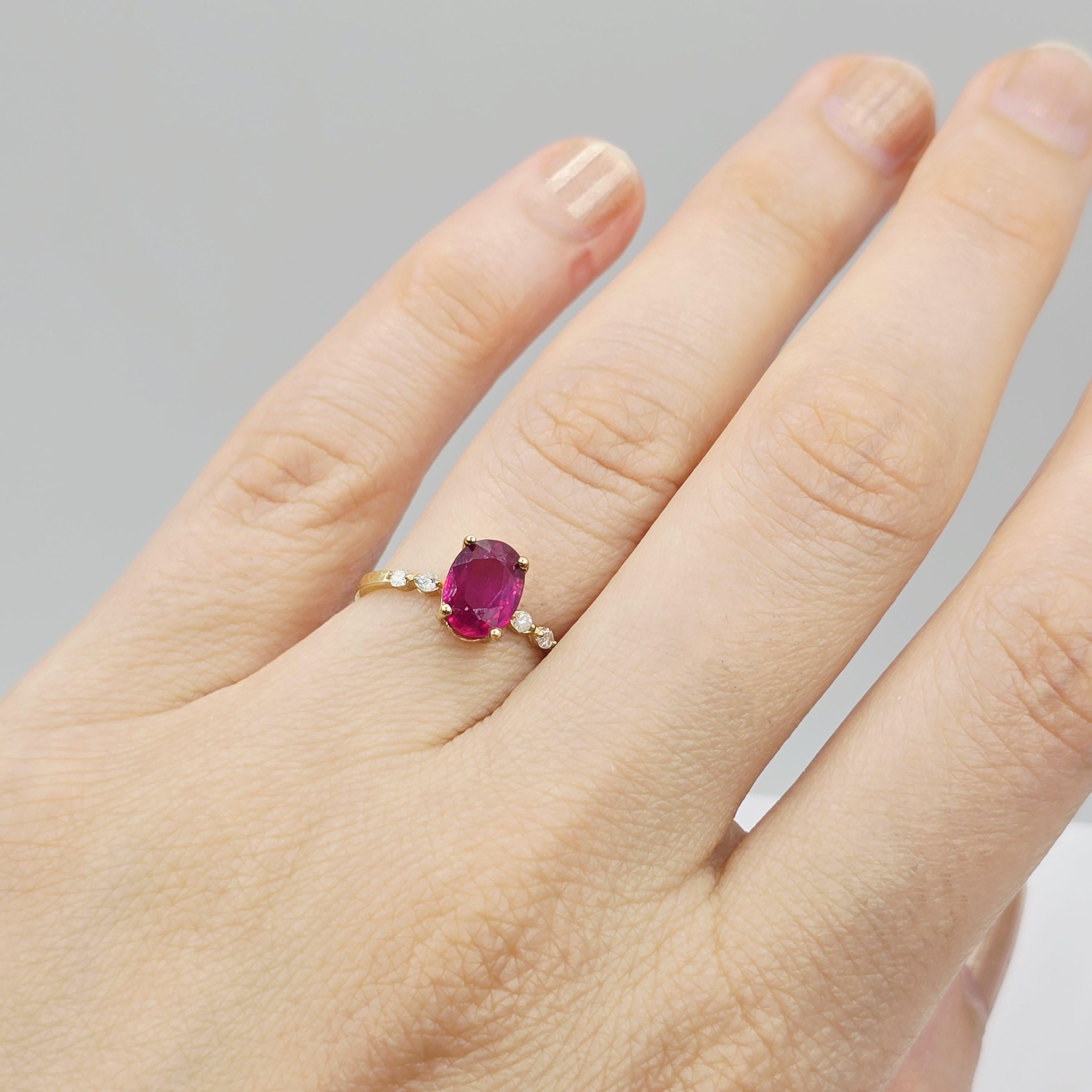 10K Gold Green Tourmaline Ring with Diamonds, Oval Gemstone Promise Ring