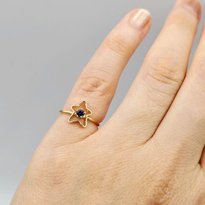 10K Yellow Gold Star Baby Ring, Genuine Gemstone Toddler Jewelry