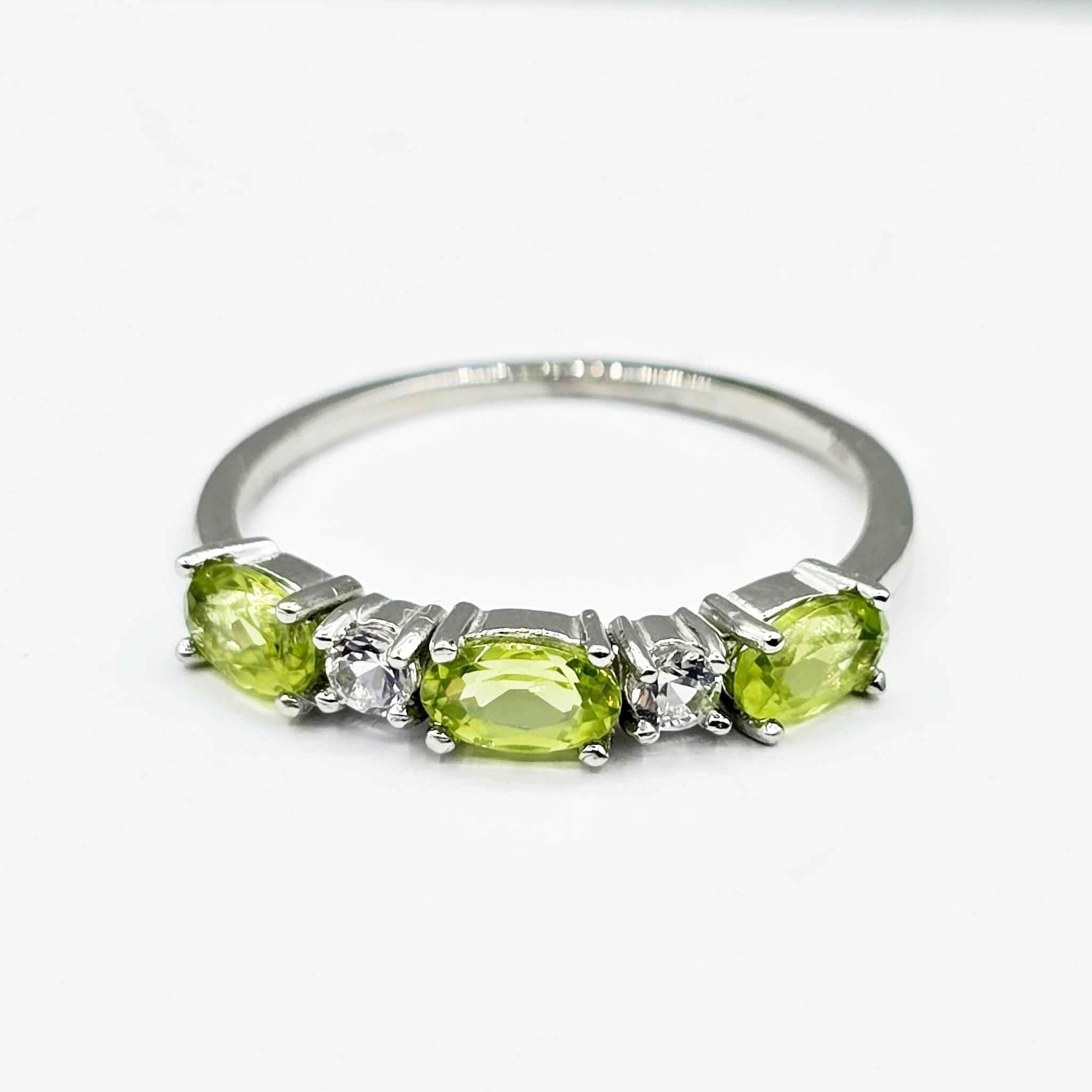 Dainty 10K Gold Birthstone Ring: Oval Gemstone & White Sapphire