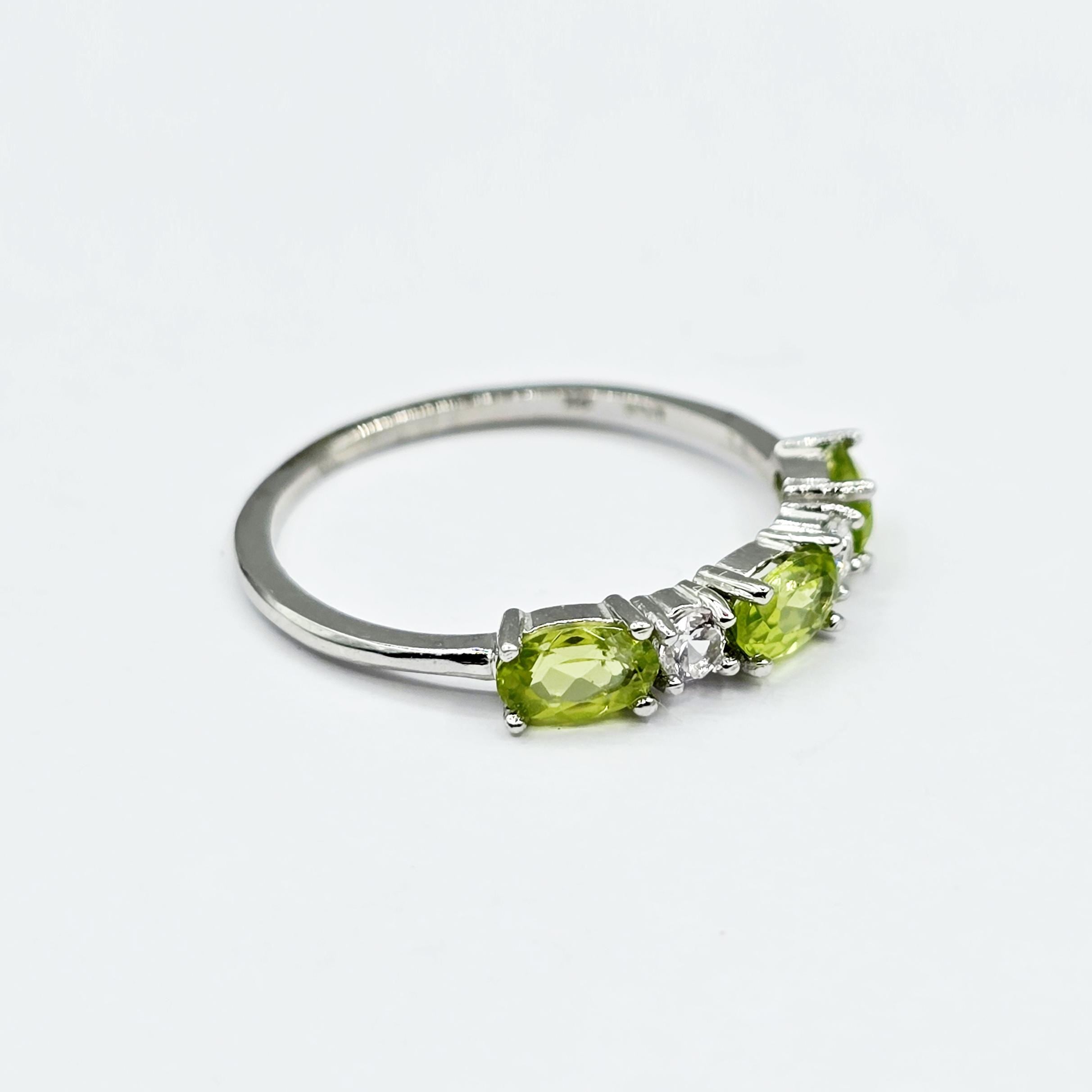 Dainty 10K Gold Birthstone Ring: Oval Gemstone & White Sapphire