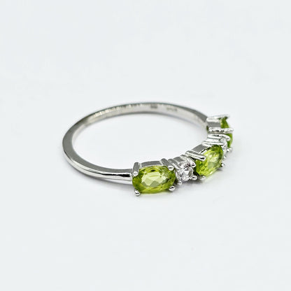 Dainty 10K Gold Birthstone Ring: Oval Gemstone & White Sapphire
