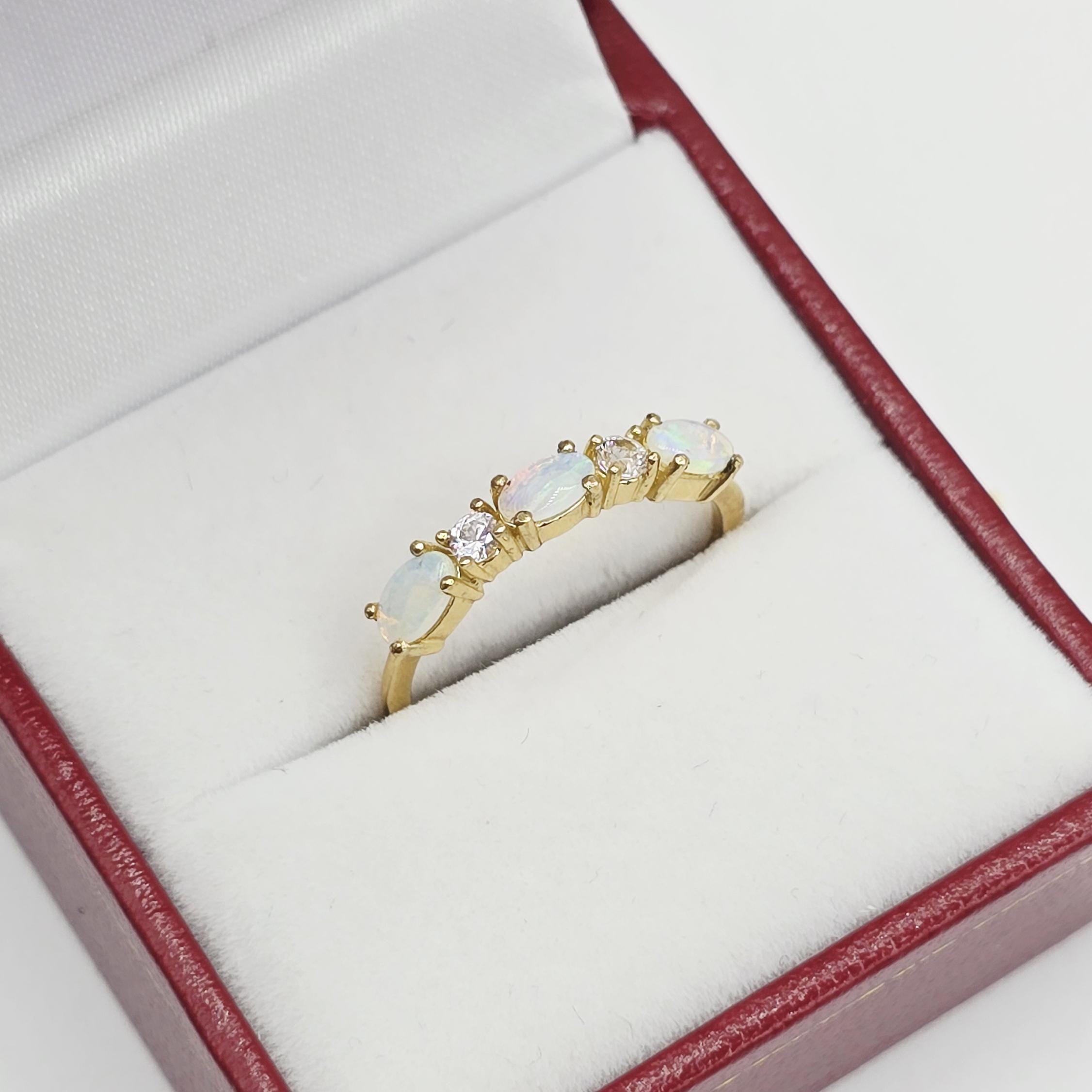 Dainty 10K Gold Birthstone Ring: Oval Gemstone & White Sapphire