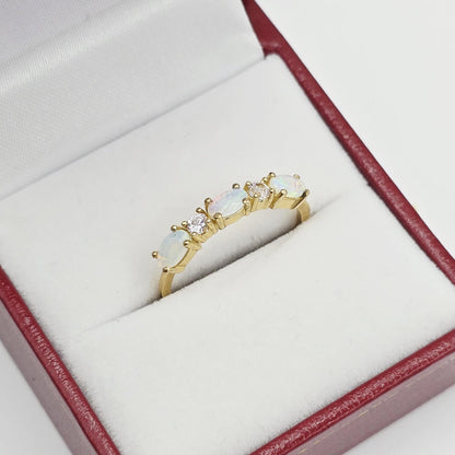 Dainty 10K Gold Birthstone Ring: Oval Gemstone & White Sapphire