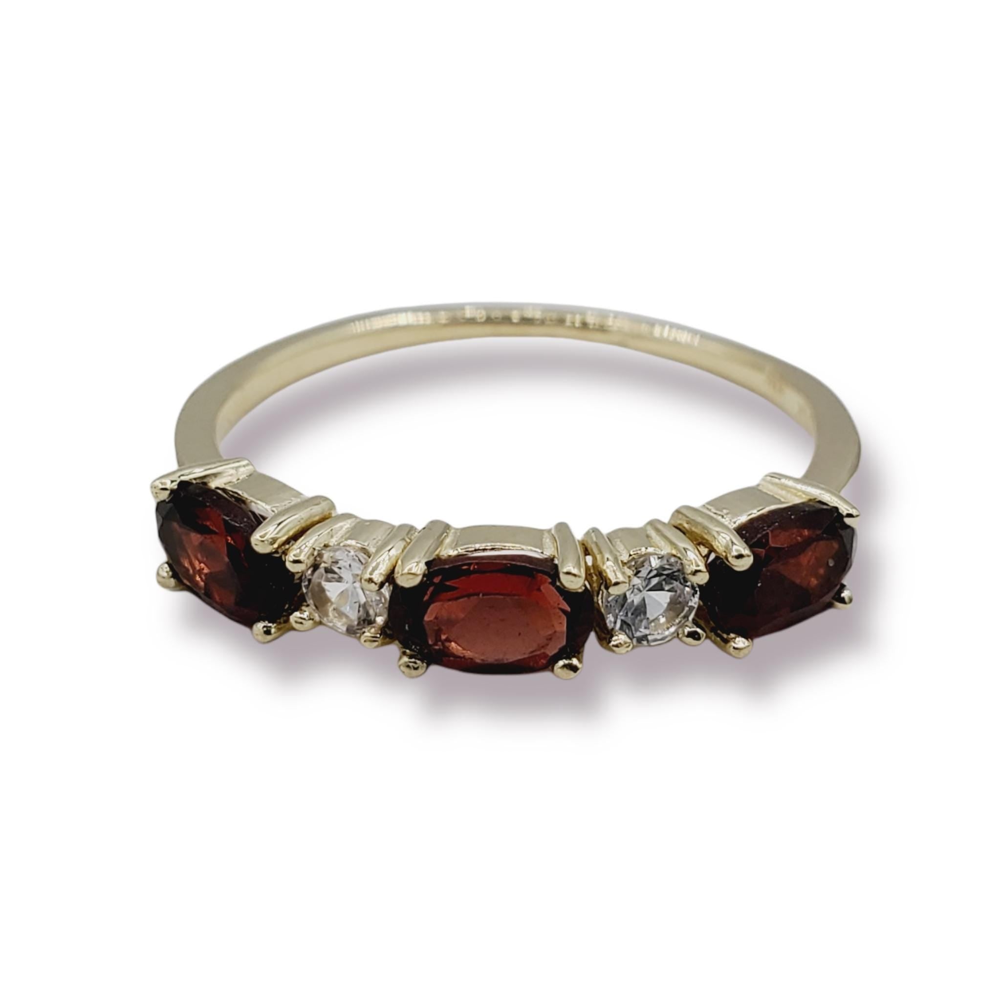 Dainty 10K Gold Birthstone Ring: Oval Gemstone & White Sapphire