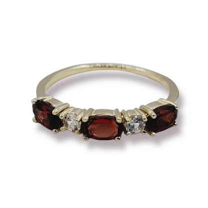Dainty 10K Gold Birthstone Ring: Oval Gemstone & White Sapphire