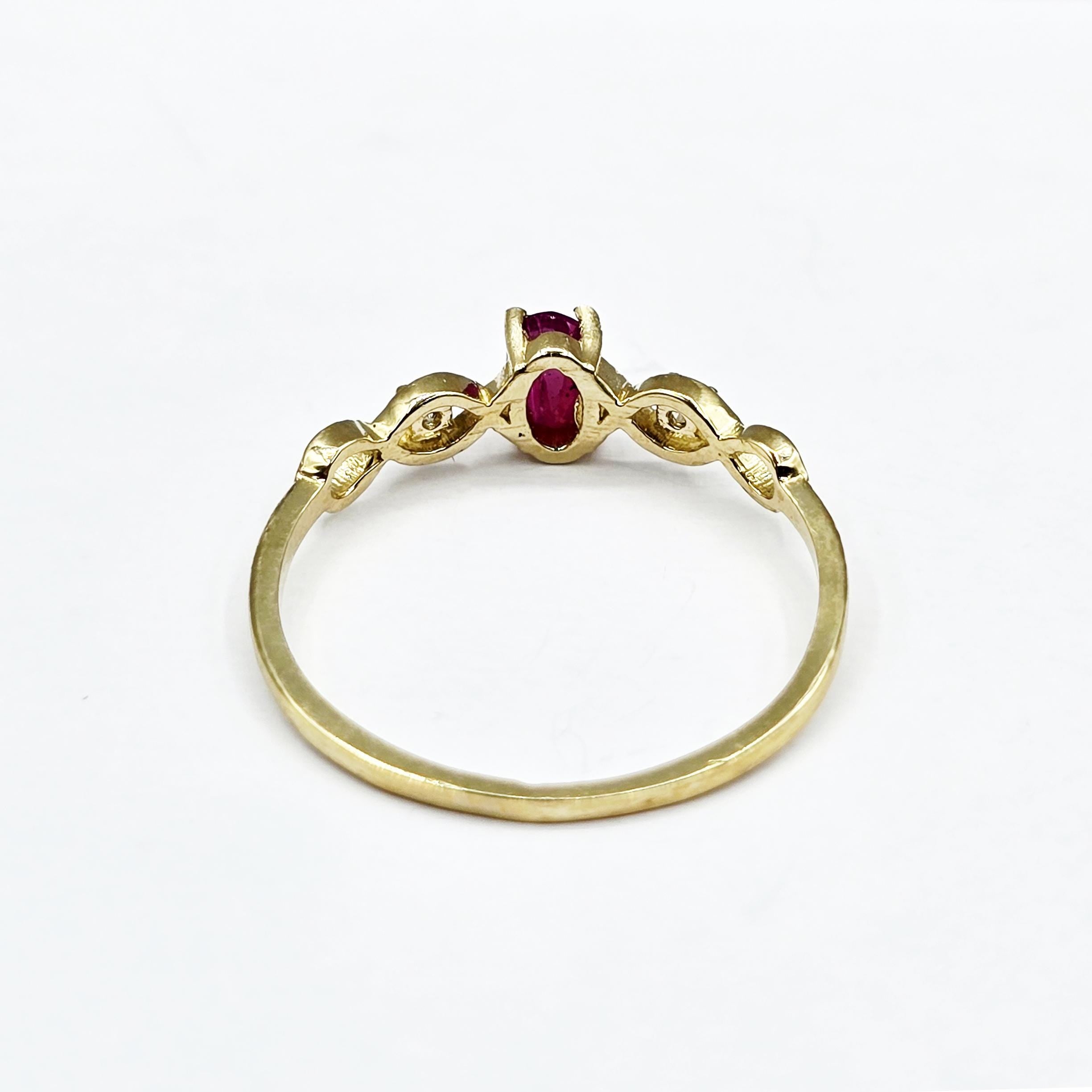 10K Gold Dainty Ring, 5x3mm Oval Gemstone & Diamond Accents