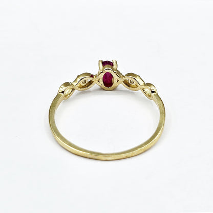 10K Gold Dainty Ring, 5x3mm Oval Gemstone & Diamond Accents