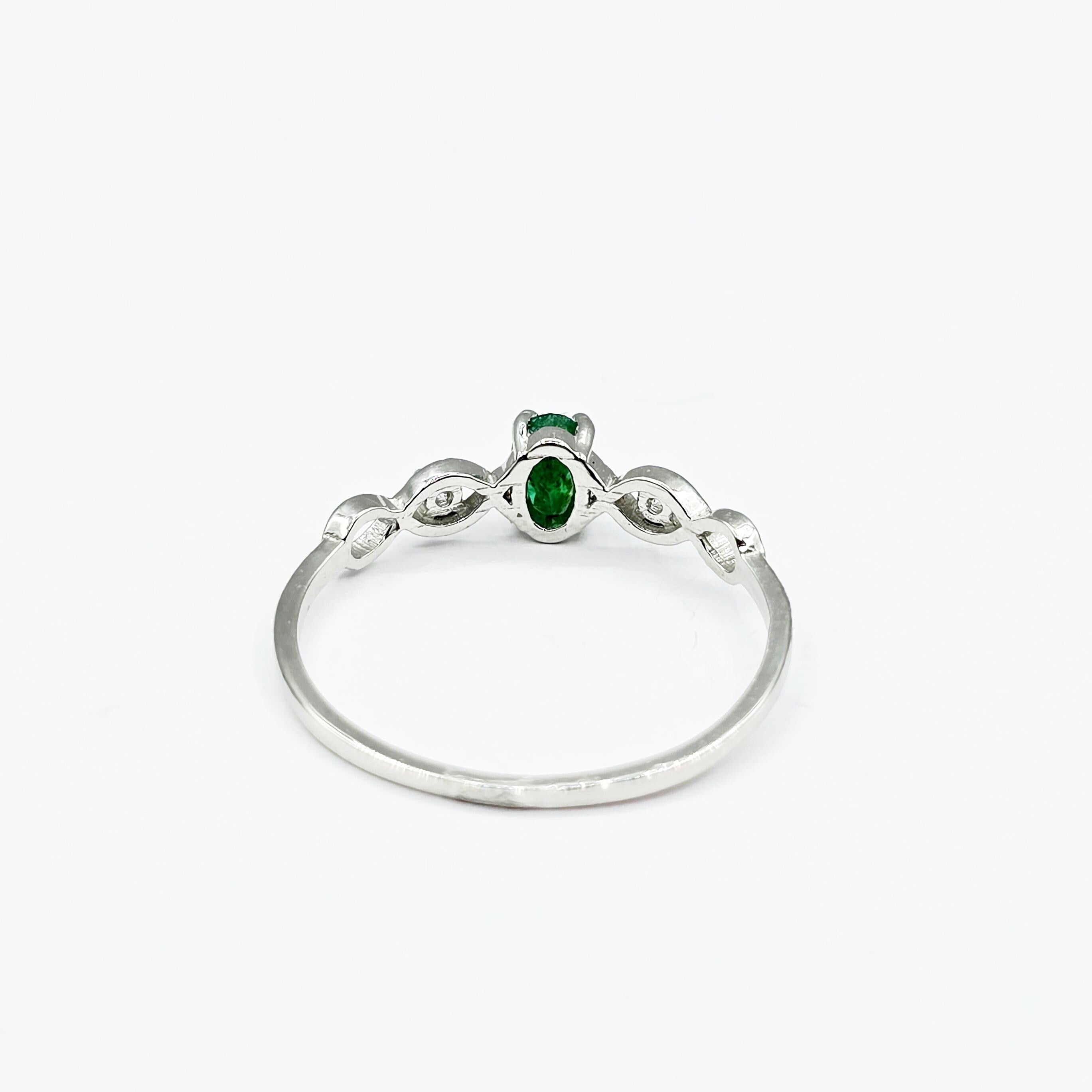 10K Gold Dainty Ring, 5x3mm Oval Gemstone & Diamond Accents