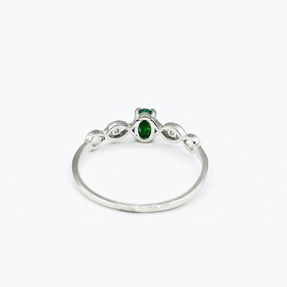 10K Gold Dainty Ring, 5x3mm Oval Gemstone & Diamond Accents