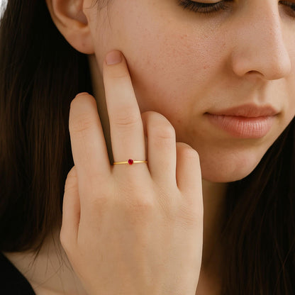 10K Gold Solitaire Ring: 3mm Genuine Gemstone Birthstone