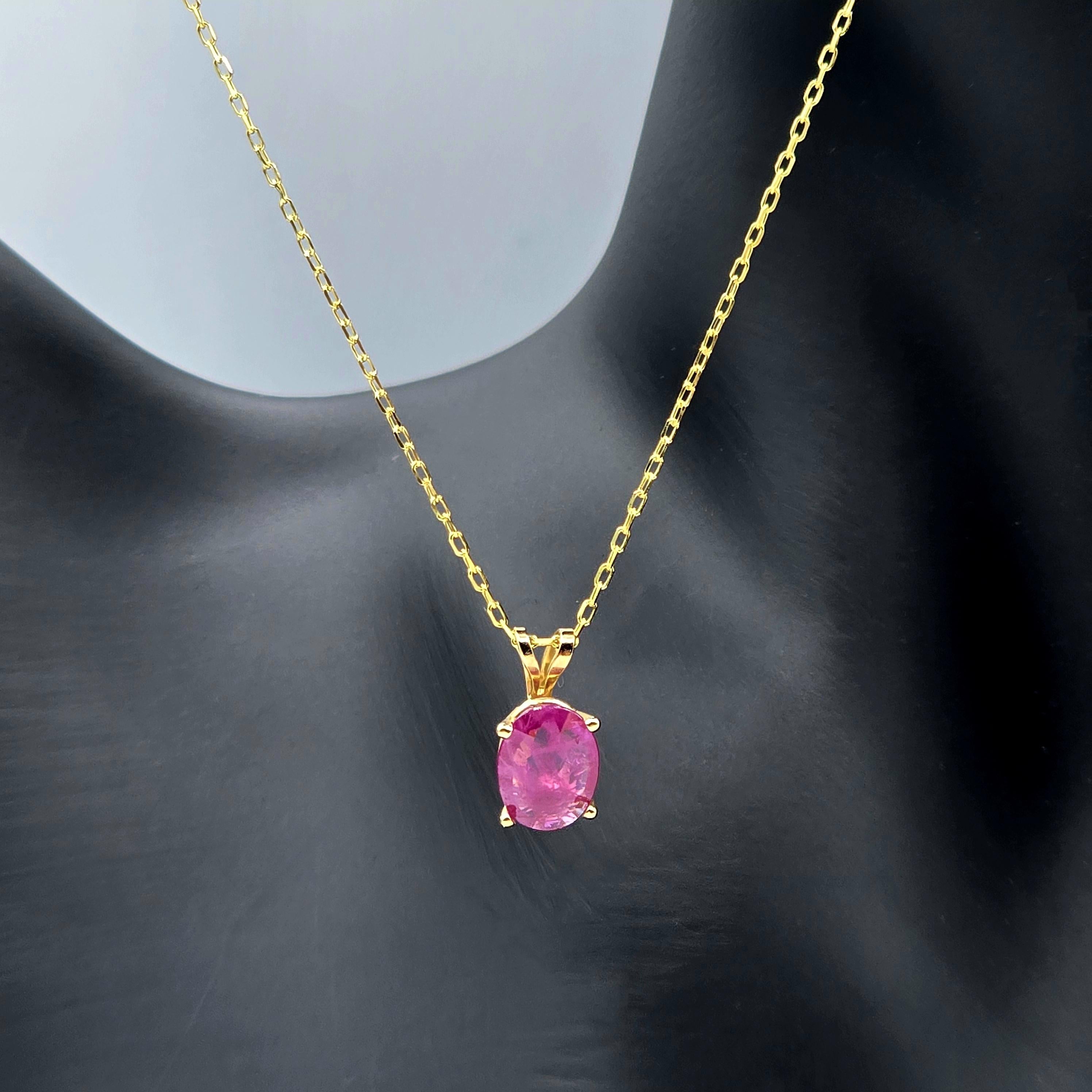 10K Yellow Gold Ruby Pendant Necklace: Birthstone Jewelry Gift