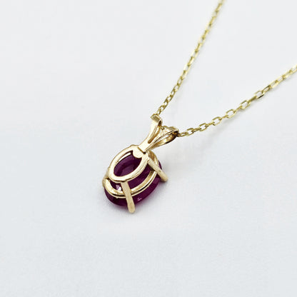 10K Yellow Gold Ruby Pendant Necklace: Birthstone Jewelry Gift