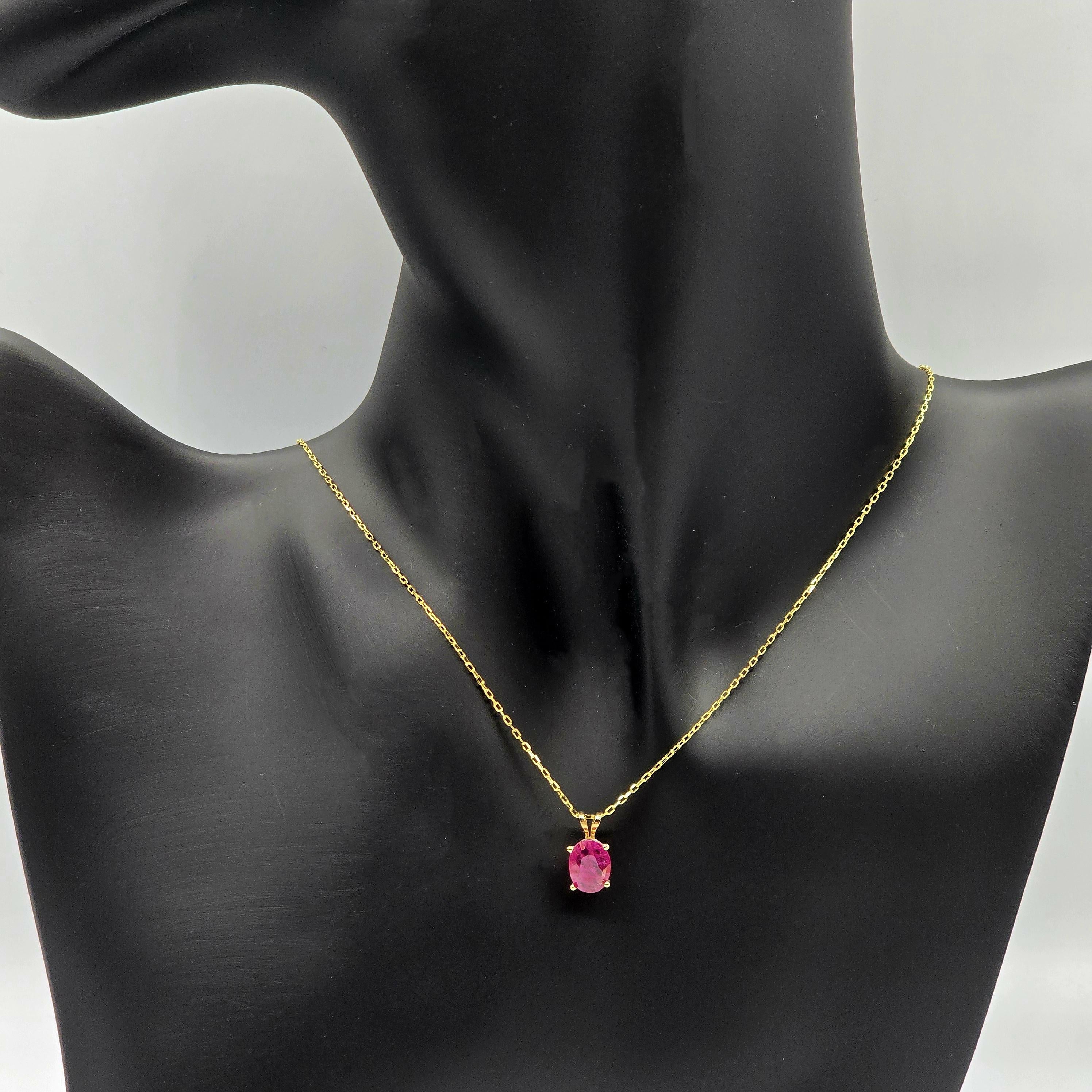 10K Yellow Gold Ruby Pendant Necklace: Birthstone Jewelry Gift