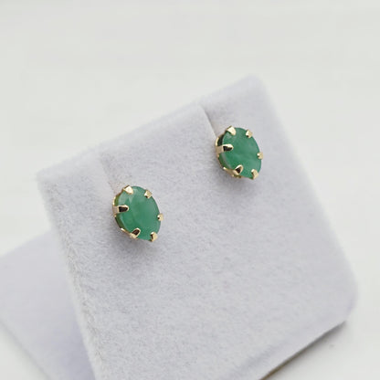 10K Gold Emerald Stud Earrings: Handmade May Birthstone Jewelry