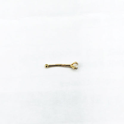 14K Yellow Gold Nose Stud, Natural Diamond Nose Piercing
