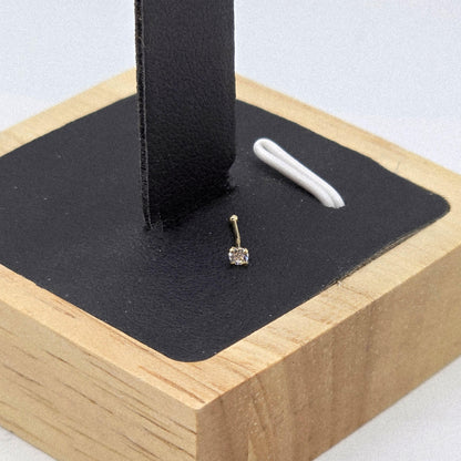 14K Yellow Gold Nose Stud, Natural Diamond Nose Piercing