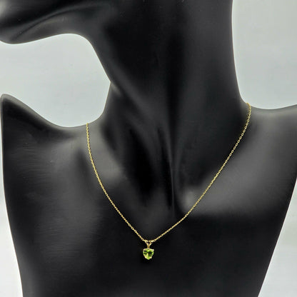 10K Gold Heart Peridot Pendant Necklace: August Birthstone