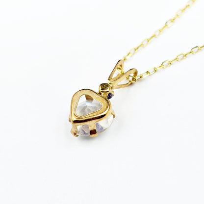 10K Yellow Gold Moonstone 6x6mm Heart Pendant Necklace: Tanzanite Accent