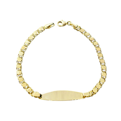 10K Yellow Gold Engravable ID Bracelet, Personalized Name Bar, 7 inch