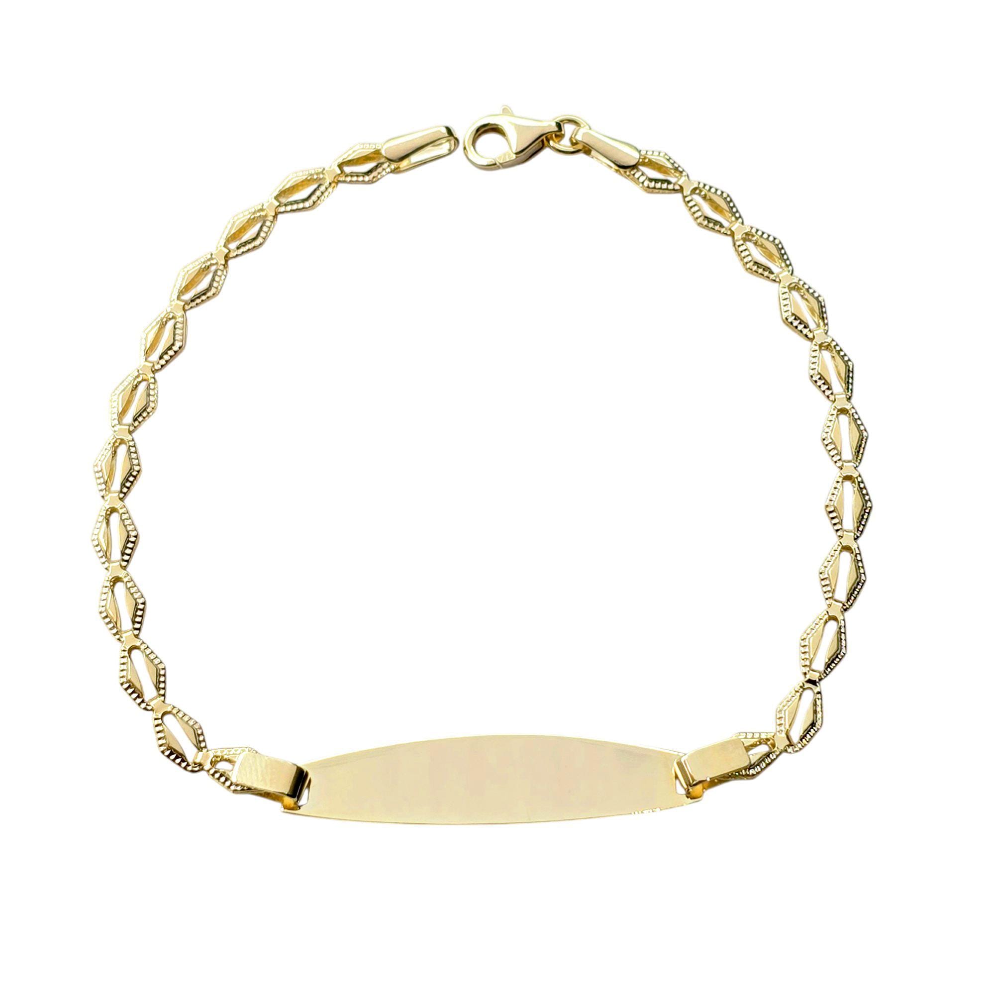 10K Yellow Gold Engravable ID Bracelet, Personalized Name Bar, 7 inch