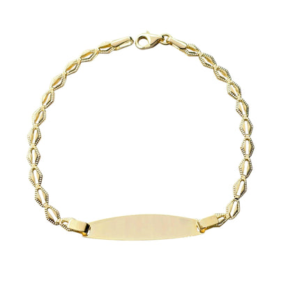 10K Yellow Gold Engravable ID Bracelet, Personalized Name Bar, 7 inch