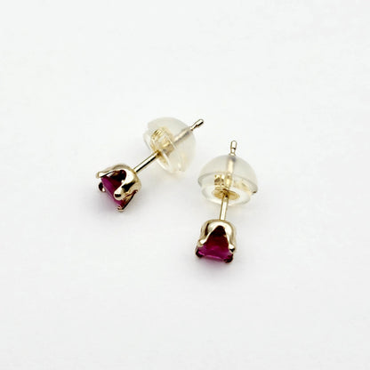 14K White Gold Ruby 3x3mm Stud Earrings: July Birthstone Jewelry