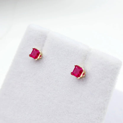 14K White Gold Ruby 3x3mm Stud Earrings: July Birthstone Jewelry