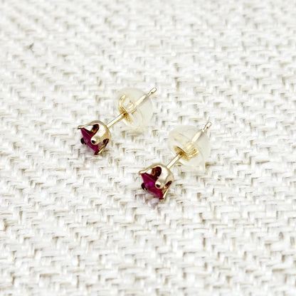14K White Gold Ruby 3x3mm Stud Earrings: July Birthstone Jewelry