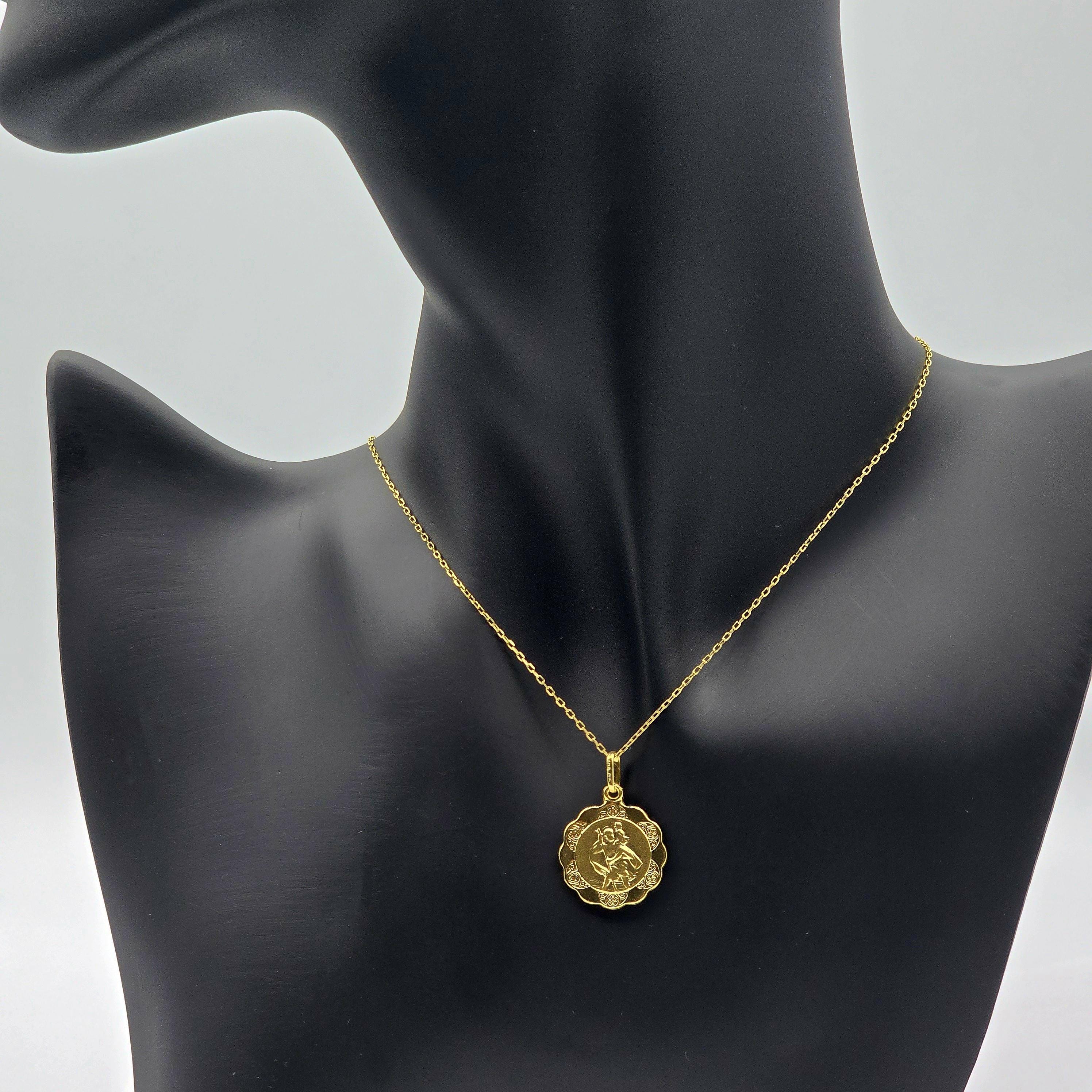 10K Gold Cherub Angel Pendant Æ’?? Filigree Religious Medal Necklace