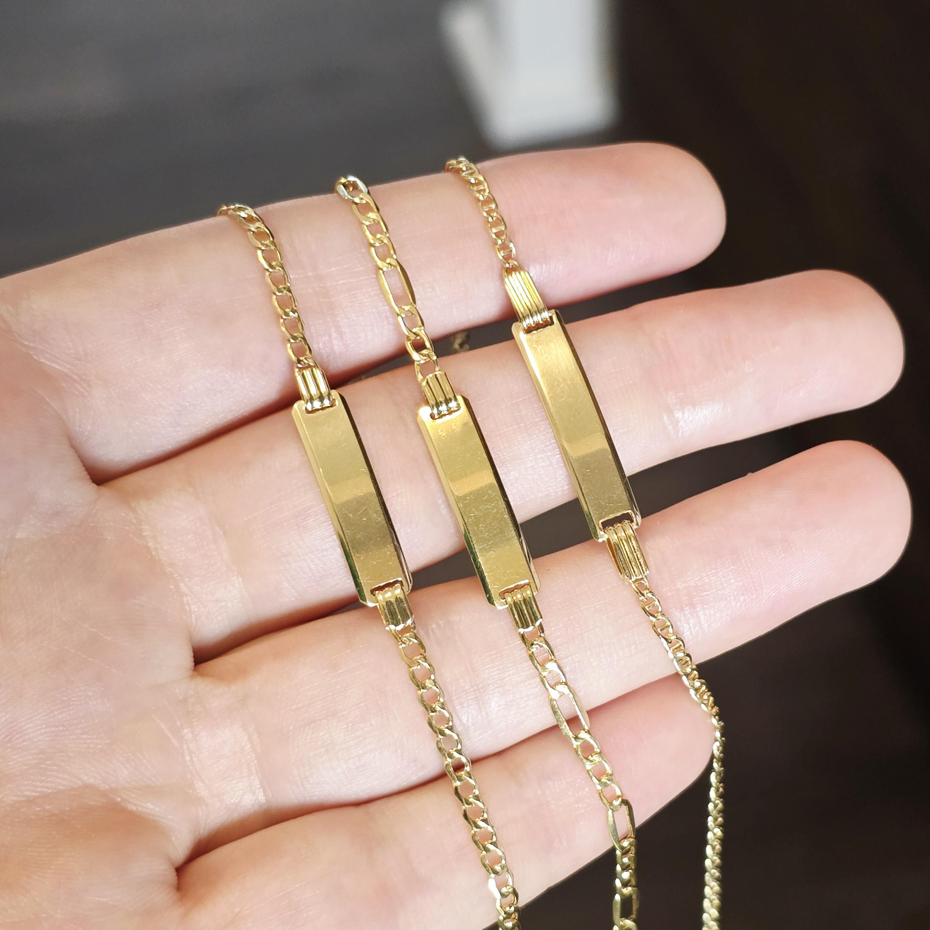 Gold Baby ID Bracelet: Engravable 10K Gold, Child Size