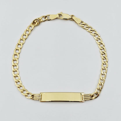 Solid 10K Gold ID Bracelet, Engravable Name Plate, 7.5 Inch, Custom Engraved Jewelry