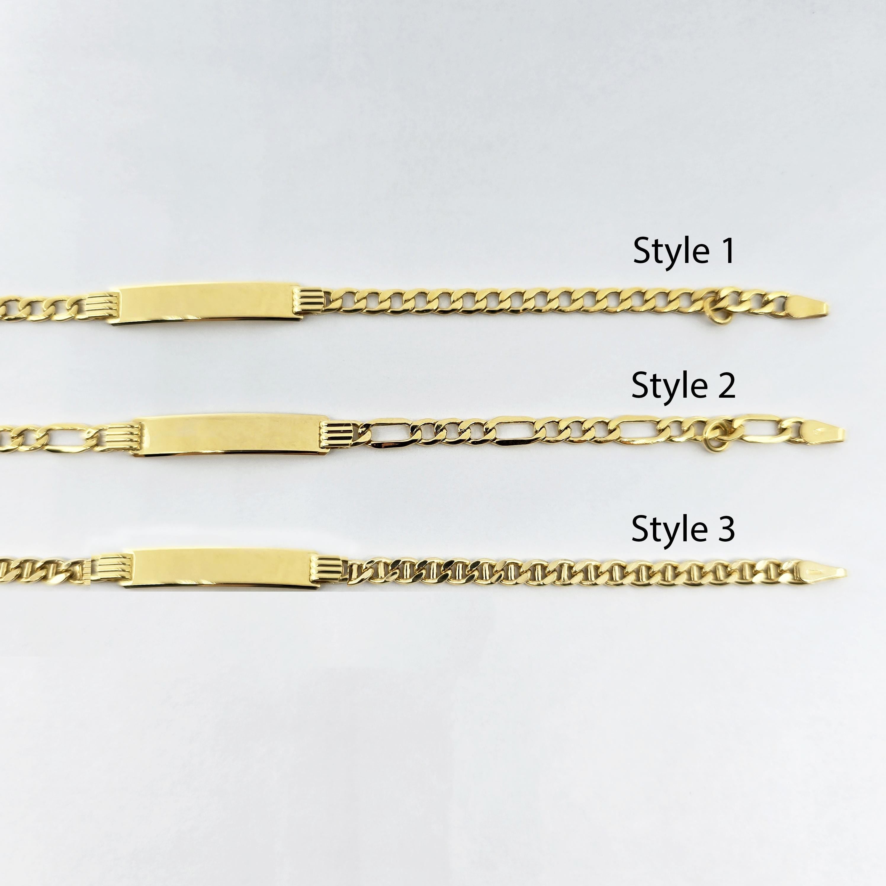 Solid 10K Gold ID Bracelet, Engravable Name Plate, 7.5 Inch, Custom Engraved Jewelry