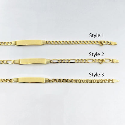 Solid 10K Gold ID Bracelet, Engravable Name Plate, 7.5 Inch, Custom Engraved Jewelry
