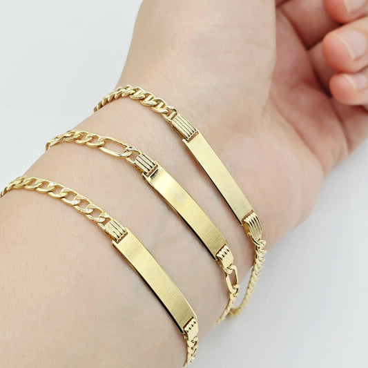 Solid 10K Gold ID Bracelet, Engravable Name Plate, 7.5 Inch, Custom Engraved Jewelry