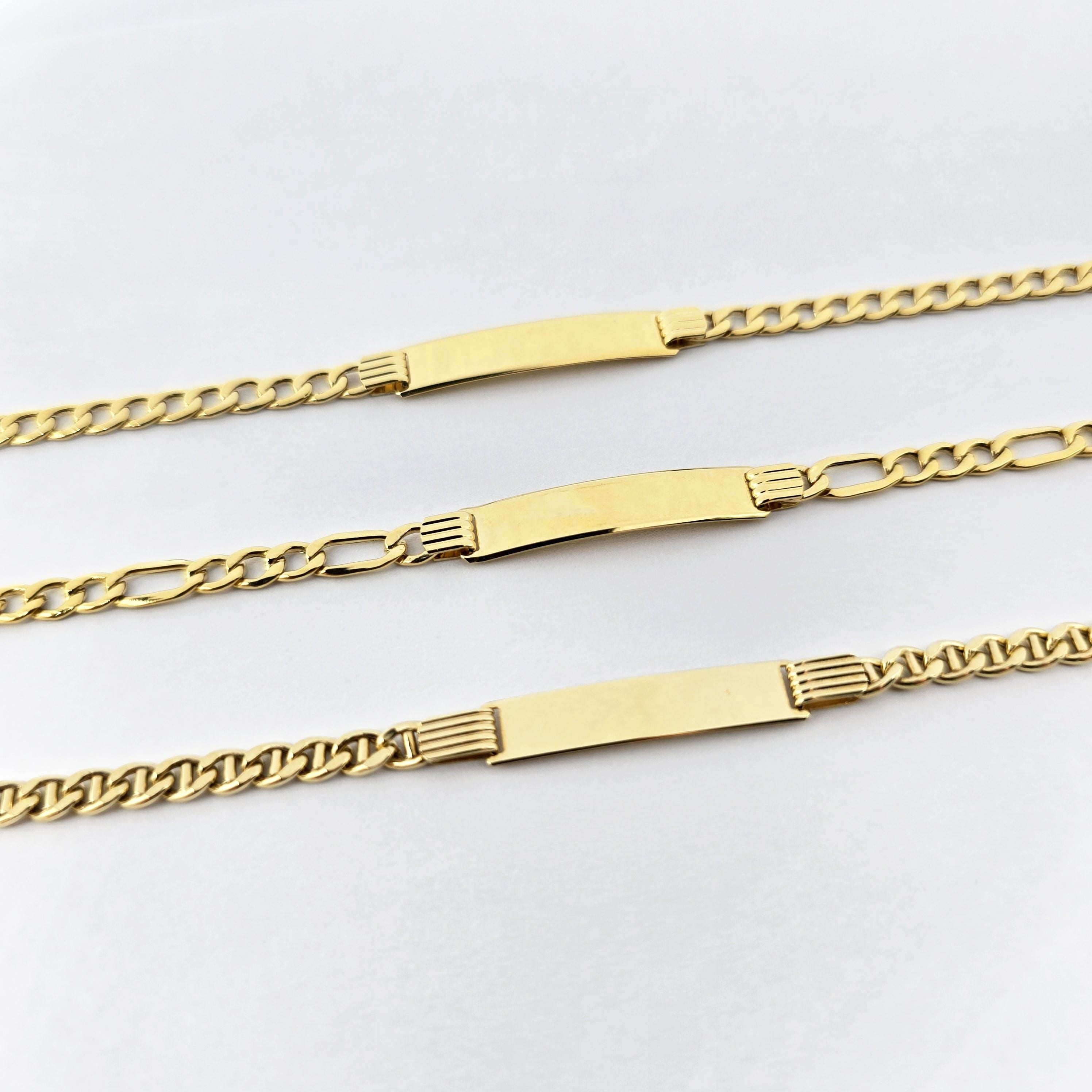 Solid 10K Gold ID Bracelet, Engravable Name Plate, 7.5 Inch, Custom Engraved Jewelry