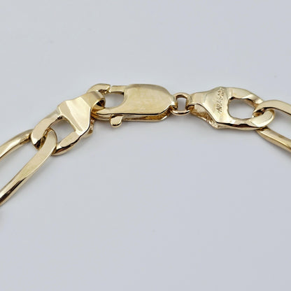 Classic Men's Gold Chain, 10K Solid Gold Figaro Bracelet, 7mm, 8.5 inches