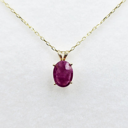 10K Yellow Gold Ruby Pendant Necklace: Birthstone Jewelry Gift