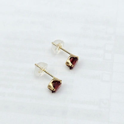 10K Gold Garnet 6x4mm Stud Earrings, January Birthstone Jewelry